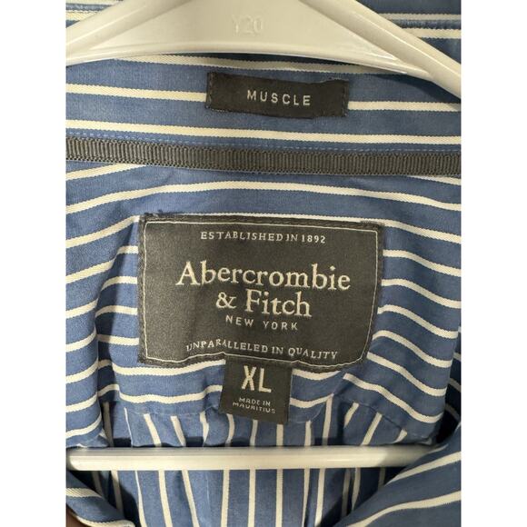 Lot Of 2 Abercrombie & Fitch Men’s Dress Shirts, Muscle Fit, Pink/Blue, XL - Picture 5 of 13